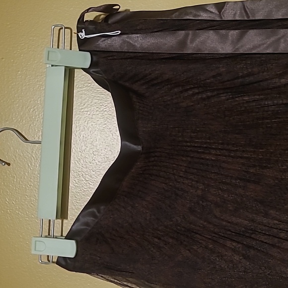 Express Elegant Brown Pleated Tule Slip Skirt - Picture 4 of 8